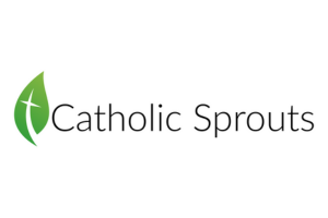 Leaf with the words Catholic Sprouts