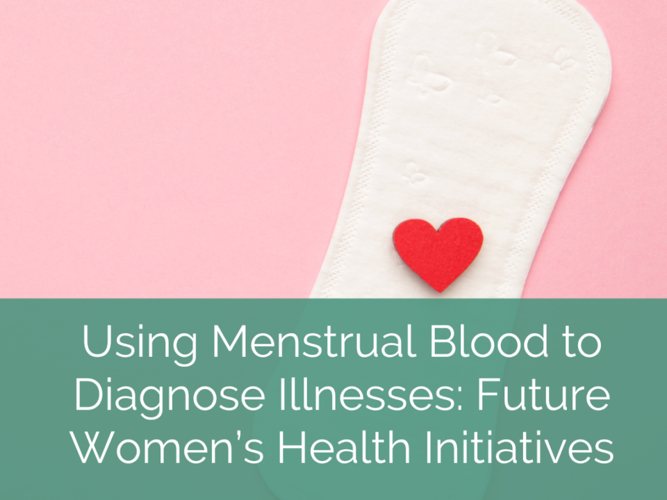 menstrual pad with text that reads "using menstrual blood to diagnose illnesses: future women's health initiatives"